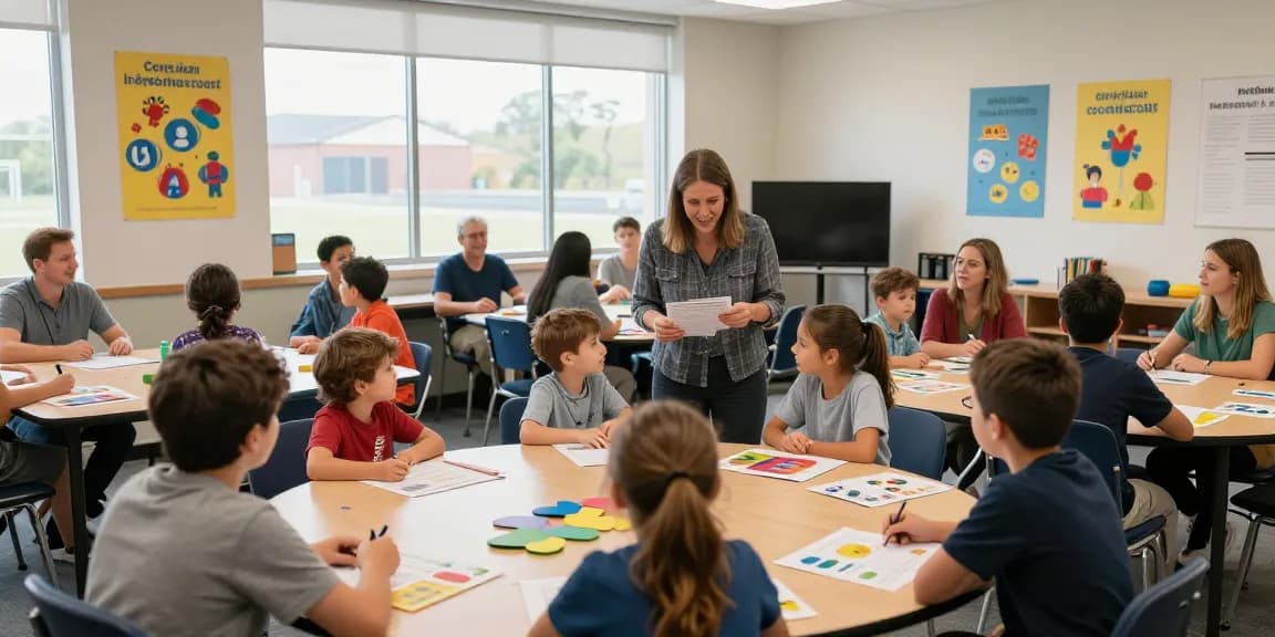Interactive autism workshops fostering collaboration and understanding in a supportive classroom environment.