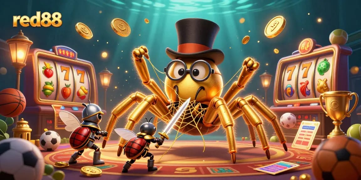 Engage with the excitement of red88 in a vivid casino scene featuring dynamic elements and lively characters.
