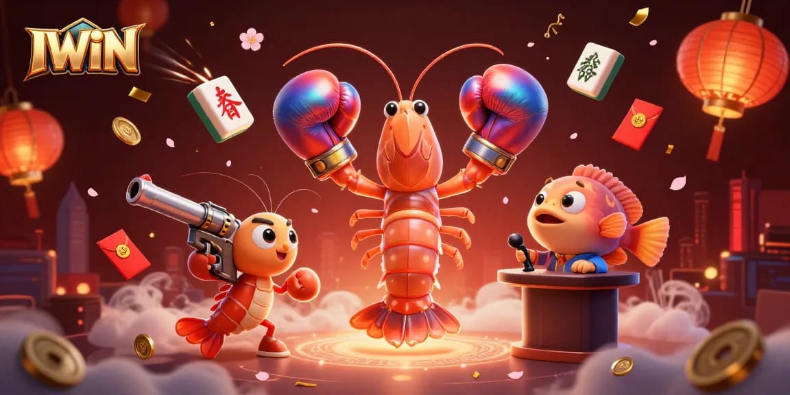 IWIN Casino brings vibrant gaming with mantis shrimp, jade coins, and festive lanterns.