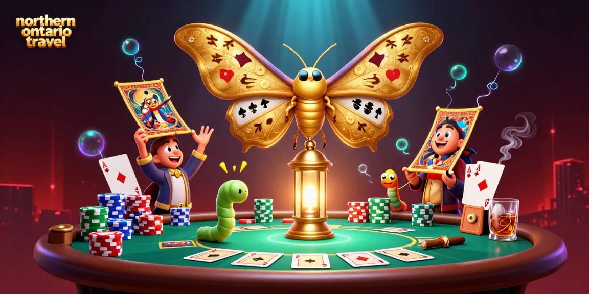 Experience northern ontario travel with an engaging casino-themed illustration showcasing vibrant gaming elements.