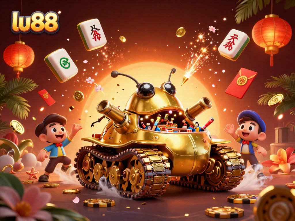 Experience thrilling gameplay at lu88 with a vibrant casino scene bursting with animated elements.