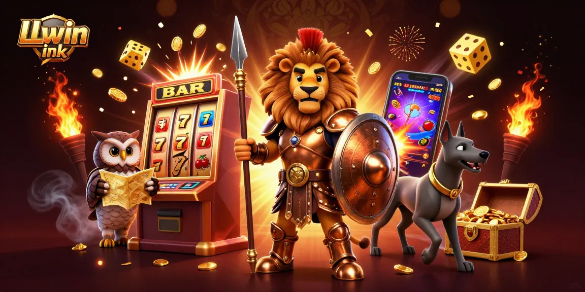 Experience thrilling casino action with LLwin ink in a vibrant 3D illustration bursting with energy.