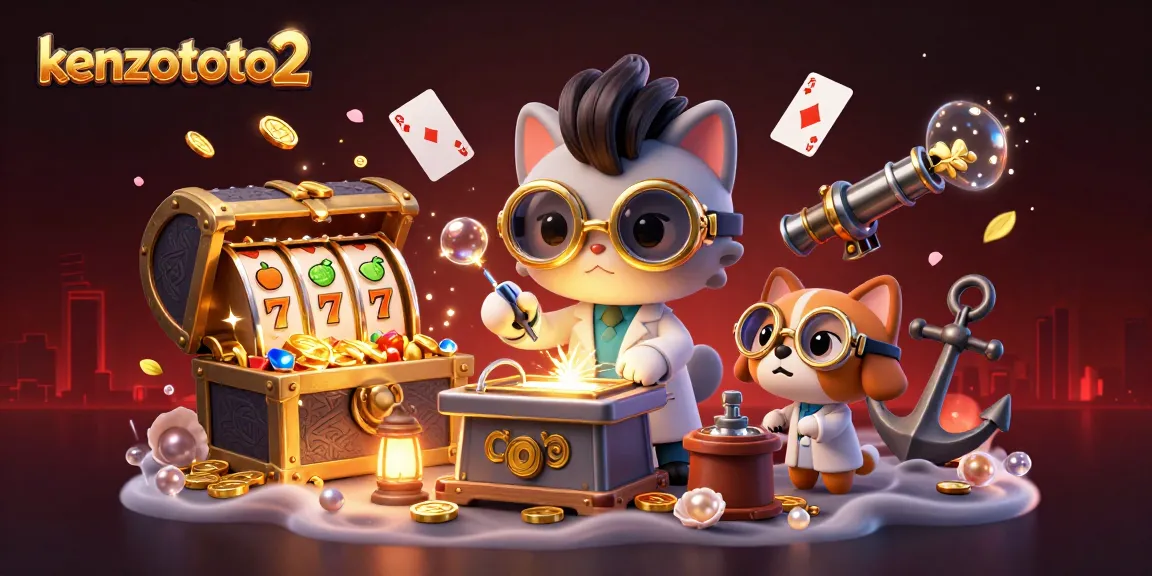 Kenzototo2 menghadirkan ilustrasi kasino yang kaya dengan petunjuk sukses bertaruh, ditampilkan oleh karakter 3D yang dinamis.