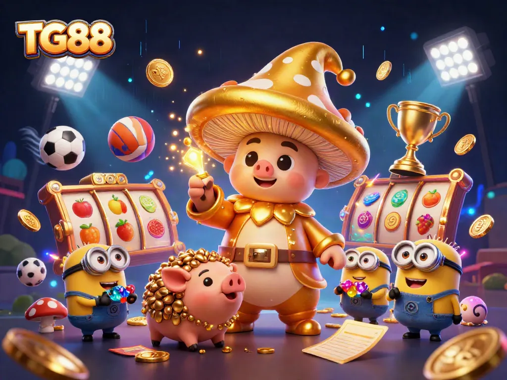 Players enjoy thrilling gaming experiences at TG88, surrounded by magical elements and vibrant colors