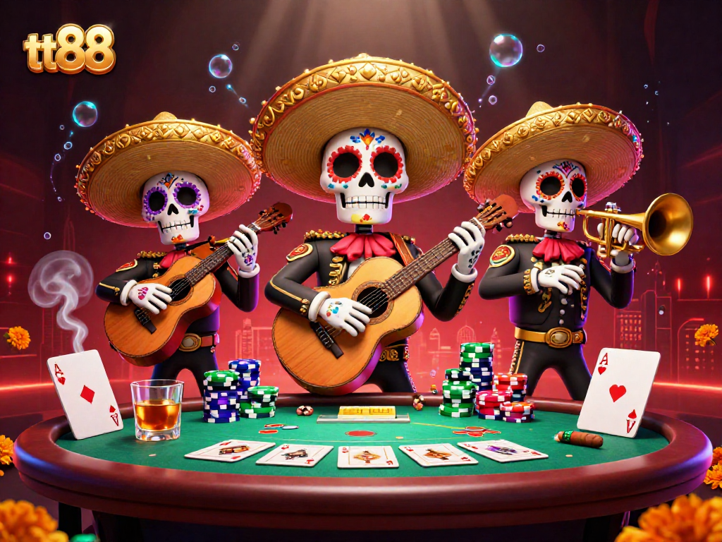 Experience thrilling gameplay at tt88 with a vibrant mariachi scene enriched by poker elements.