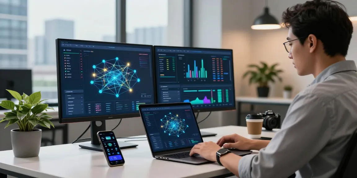 快连 network optimization specialist analyzing performance metrics at a modern workspace.