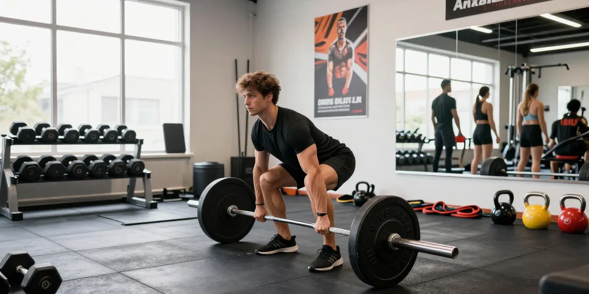 Anabolika Shop Deutschland - Bodybuilding-Szene mit Gewichtheben und Trainingsgeräten in einer lebhaften Fitnessstudio-Atmosphäre.