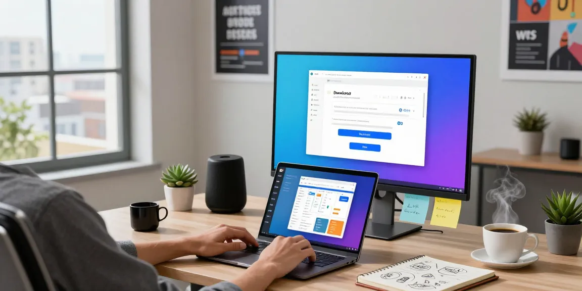 Efficient WPS Download setup in a modern home office environment with tech elements.