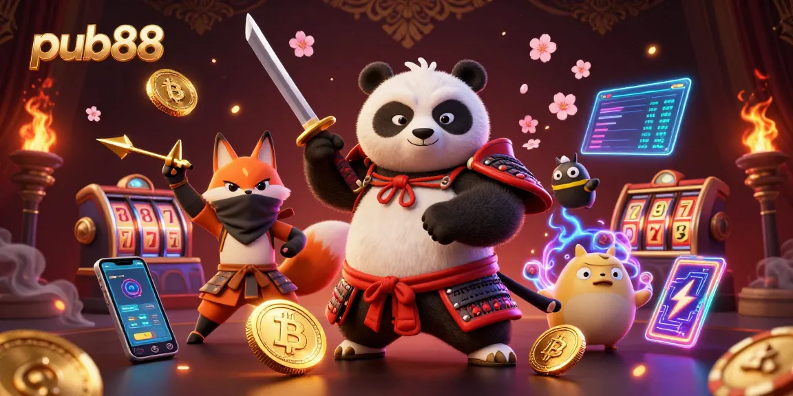 Engage in thrilling gameplay at pub88 with a vibrant 3D casino illustration full of action.