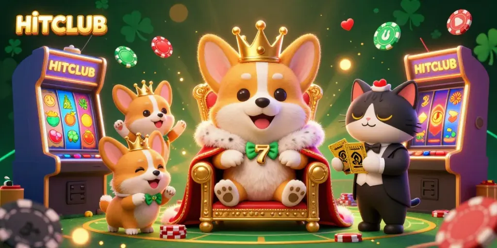 Experience the excitement of HITCLUB as you spin vibrant slot reels filled with golden coins and winning symbols.