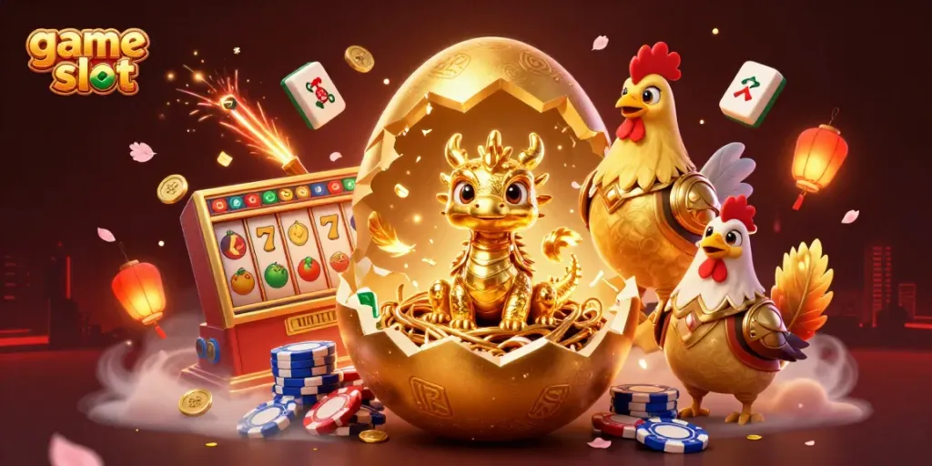 Engaging scene showcasing an enchanting dragon amidst vibrant game slot elements, kicking off an exciting gaming adventure.
