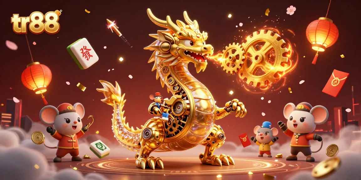 Engage with the thrilling games at tr88, featuring a biomechanical dragon and dynamic casino elements.