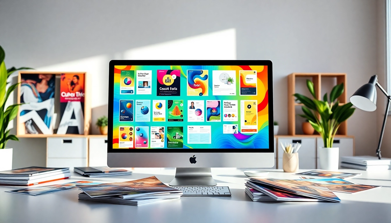 Creating stunning Flyers online with vibrant designs and templates in a professional workspace.