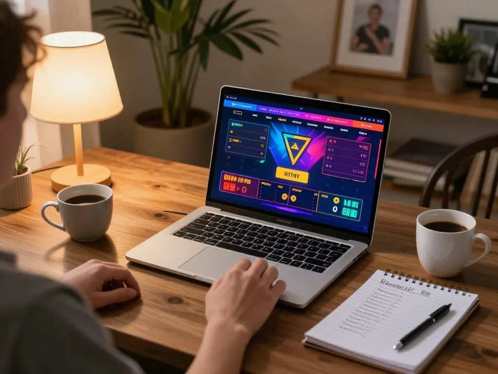 Experience vb88game excitement with a player strategizing during online gambling sessions
