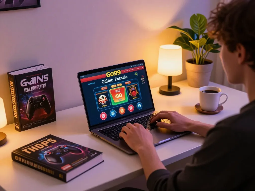 Engaging gaming experience at Go99 online casino with a player strategizing at home.