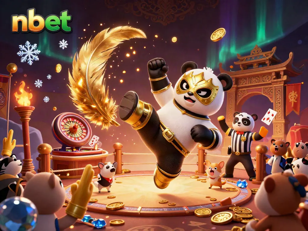 Experience thrilling nbet action with a panda wrestler in an exciting casino battle scene.