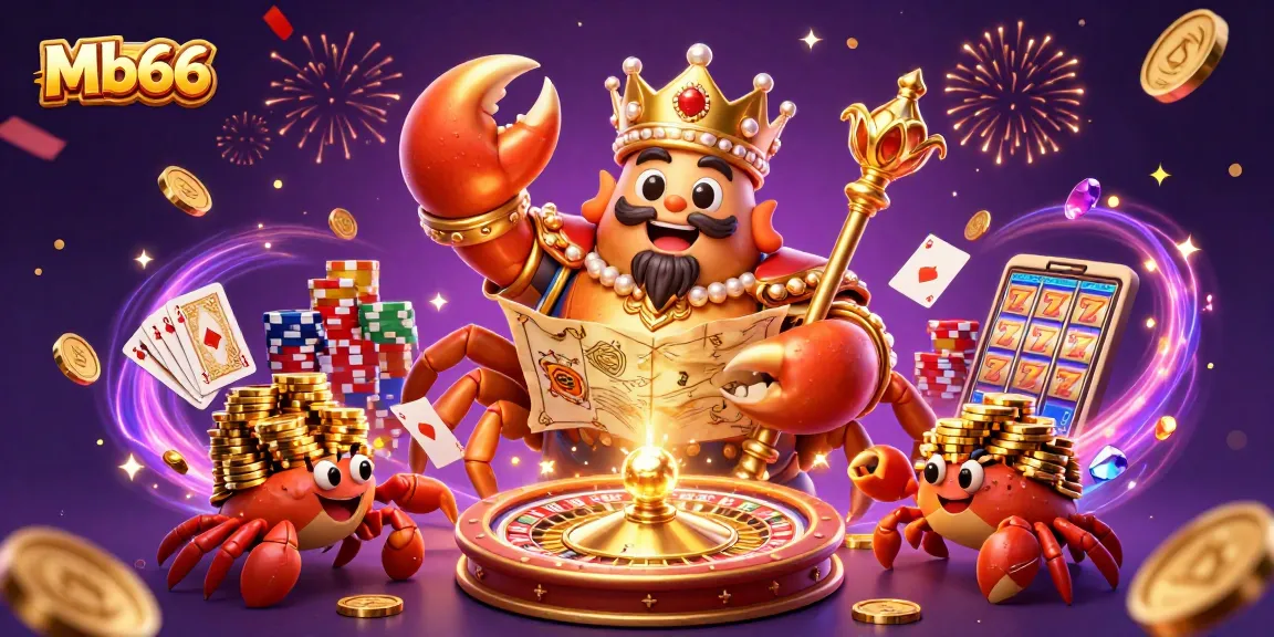 Experience the excitement of Mb66 with vibrant characters and thrilling casino elements in this stunning illustration.