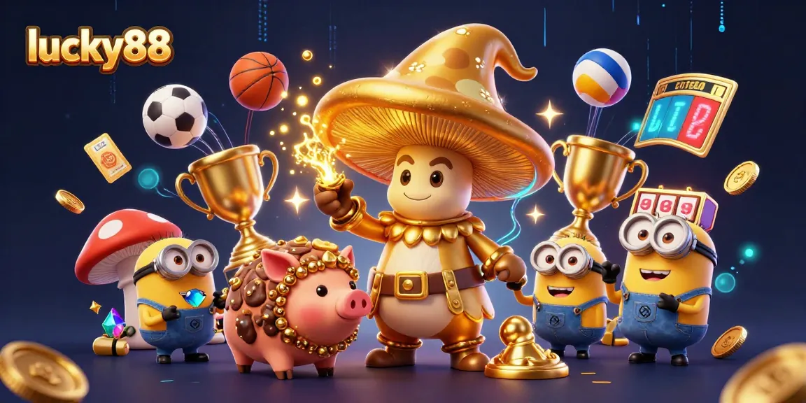 Experience thrilling moments with lucky88 as a wizard channels magic amid vibrant sports and casino elements.
