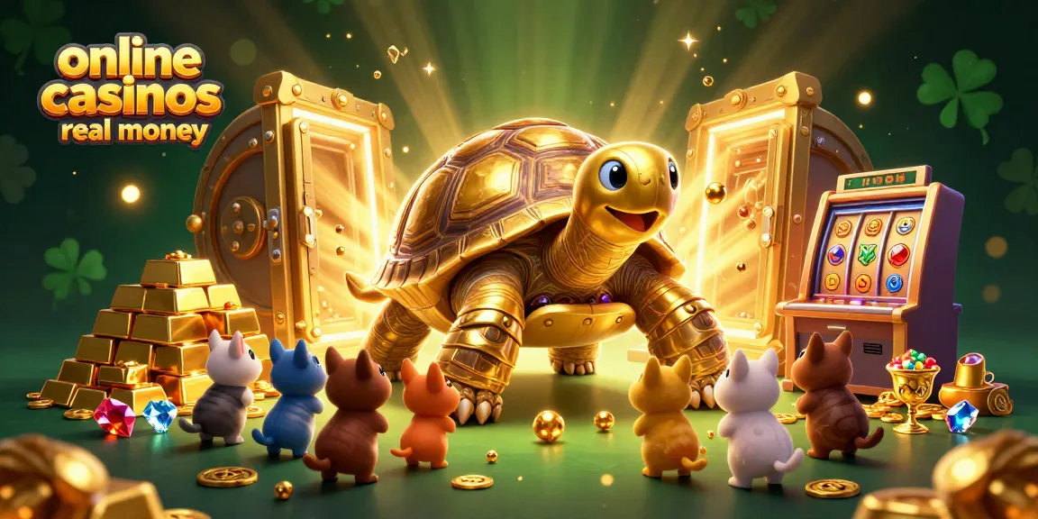 Engage with the exciting world of online casinos real money as a golden tortoise showcases dynamic gameplay.