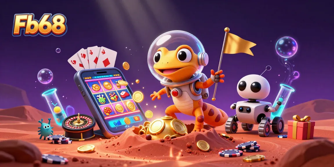 Win big at Fb68 with a Martian gecko discovering a golden casino on Mars!
