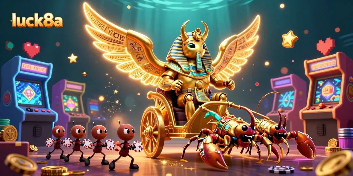 Experience luck8a's vibrant gaming atmosphere with exciting characters and dazzling casino elements.