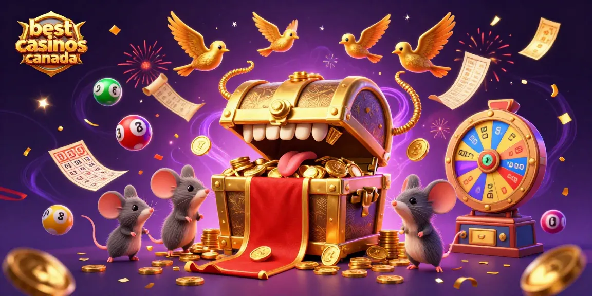 Engage with the best online casinos Canada through a vibrant 3D casino illustration full of dynamic gaming elements.