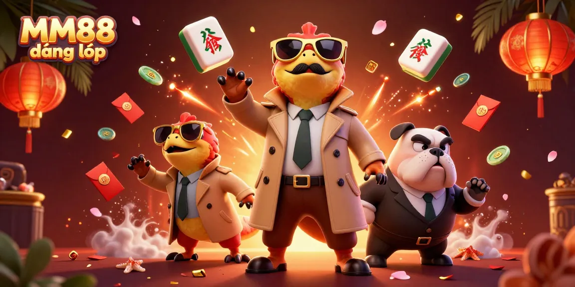 Enter the exclusive MM88 đăng nhập lounge with three raptors in disguise surrounded by festive gaming symbols.