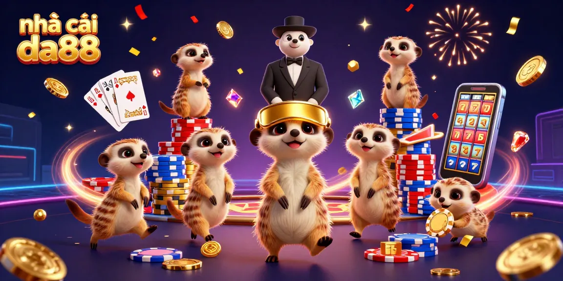 Engage in thrilling action at nhà cái da88 with meerkats enjoying a lively casino atmosphere.